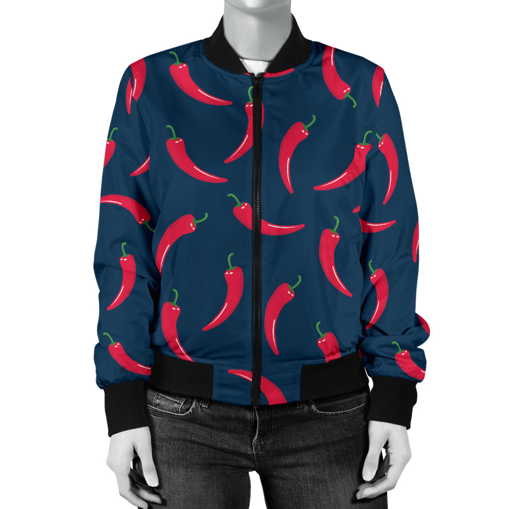 Chilli Pepper Pattern Print Design 03 Women's Bomber Jacket