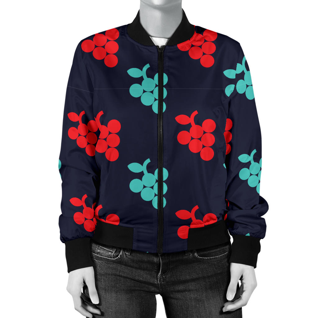 Grape Pattern Print Design GP07 Women Bomber Jacket