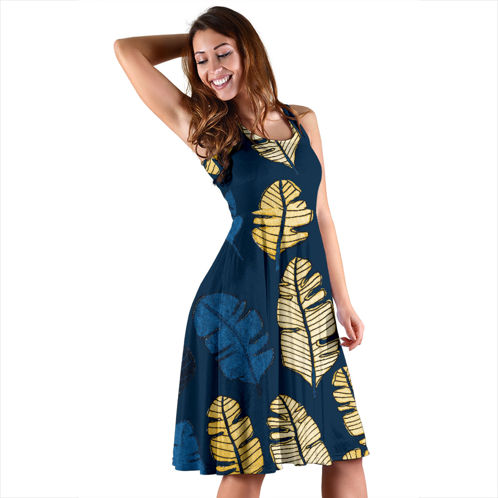 Banana Leaf Pattern Print Design BL09 Midi Dress