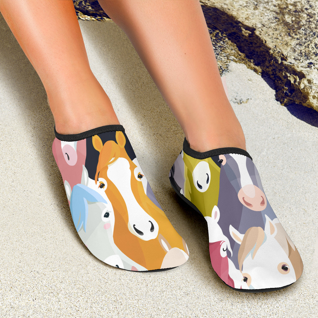 Colorful Horse Pattern Aqua Water Shoes