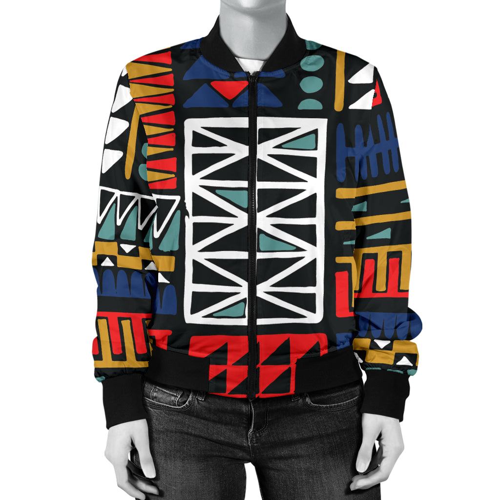 Kente Pattern Print Design 02 Women's Bomber Jacket