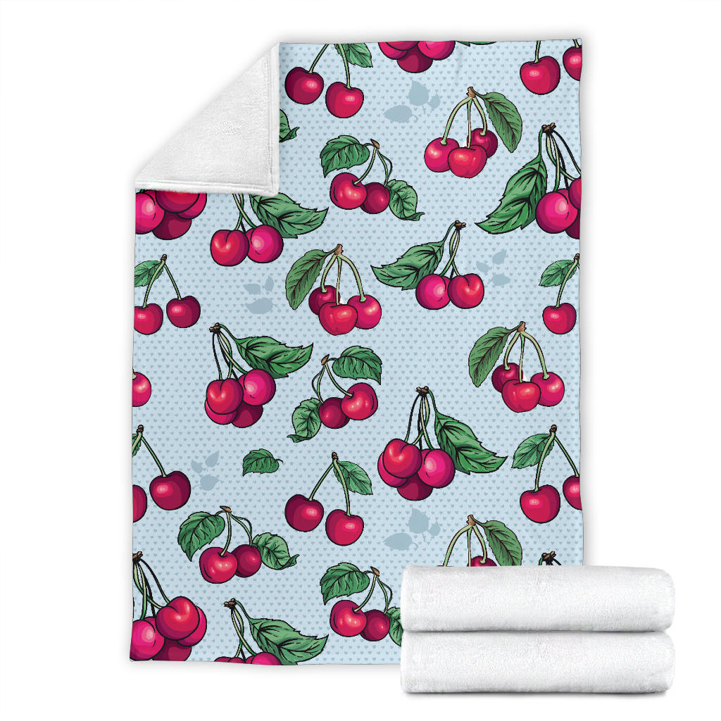 Cherry Pattern Print Design CH01 Fleece Blanket