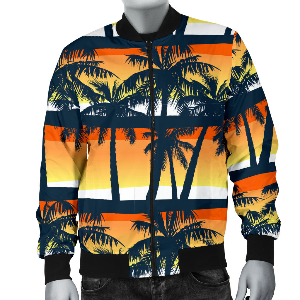 Palm Tree Pattern Print Design PT011 Men Bomber Jacket
