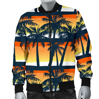 Palm Tree Pattern Print Design PT011 Men Bomber Jacket