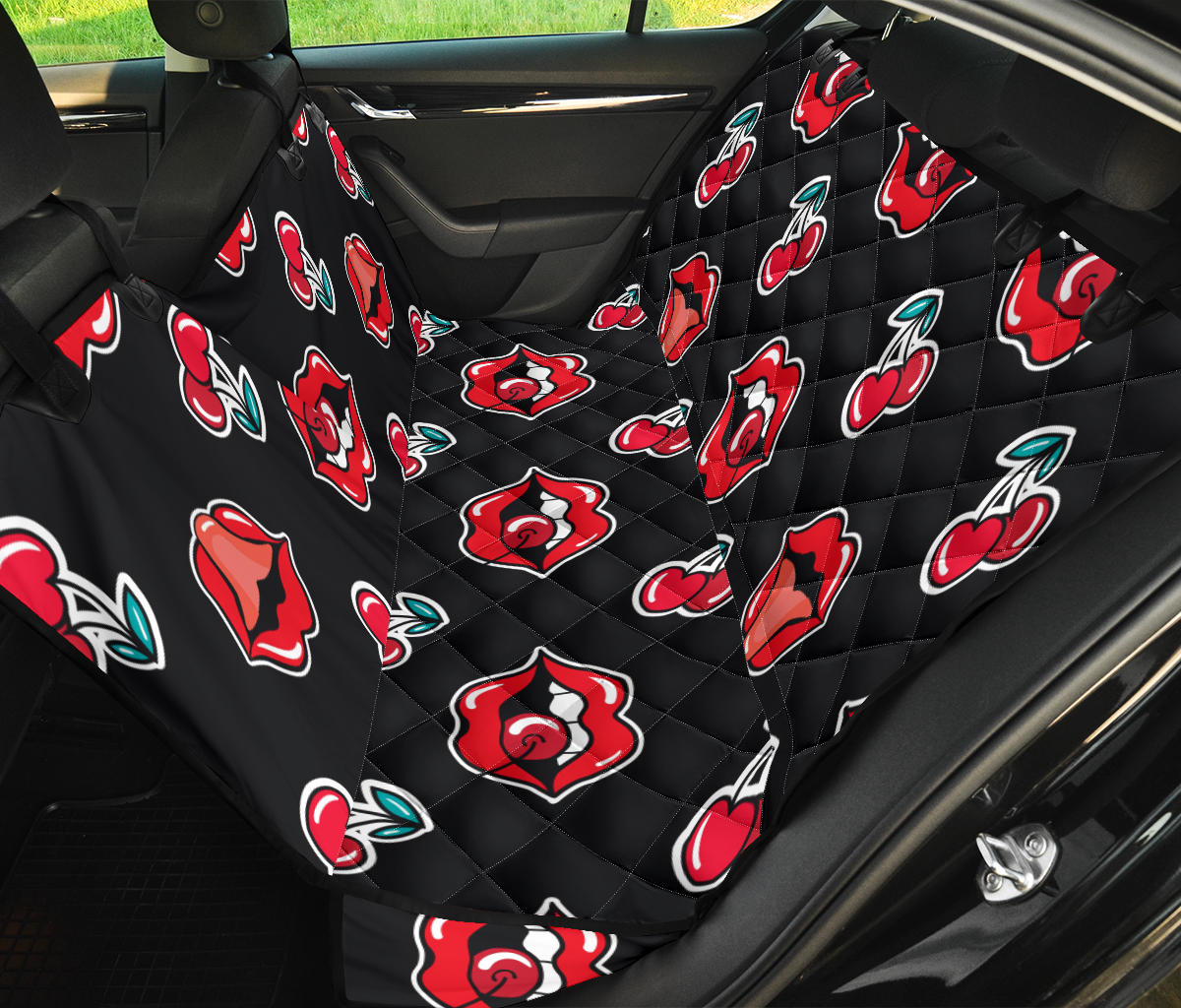 Cherry Pattern Print Design CH04 Rear Dog  Seat Cover
