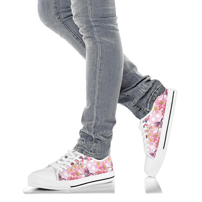 Bird Of Paradise Pattern Print Design BOP011 White Bottom Low Top Shoes