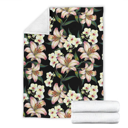 Lily Pattern Print Design LY03 Fleece Blanket