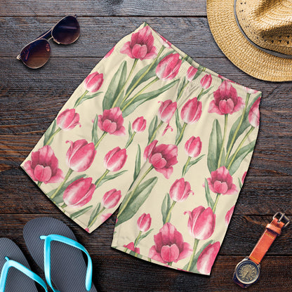 Tulip Pink Pattern Print Design TP06 Mens Shorts