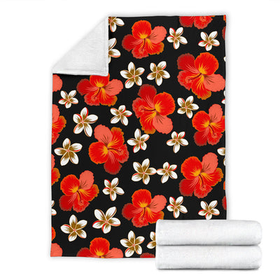 Red Hibiscus Pattern Print Design HB022 Fleece Blanket