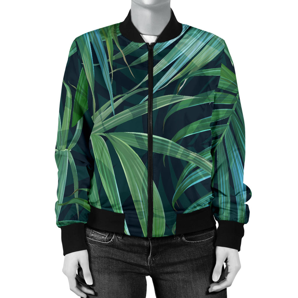 Tropical Flower Pattern Print Design TF011 Women Bomber Jacket