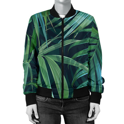 Tropical Flower Pattern Print Design TF011 Women Bomber Jacket