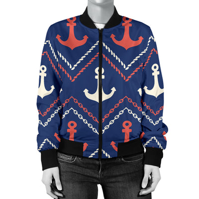 Anchor Pattern Print Design 07 Women's Bomber Jacket