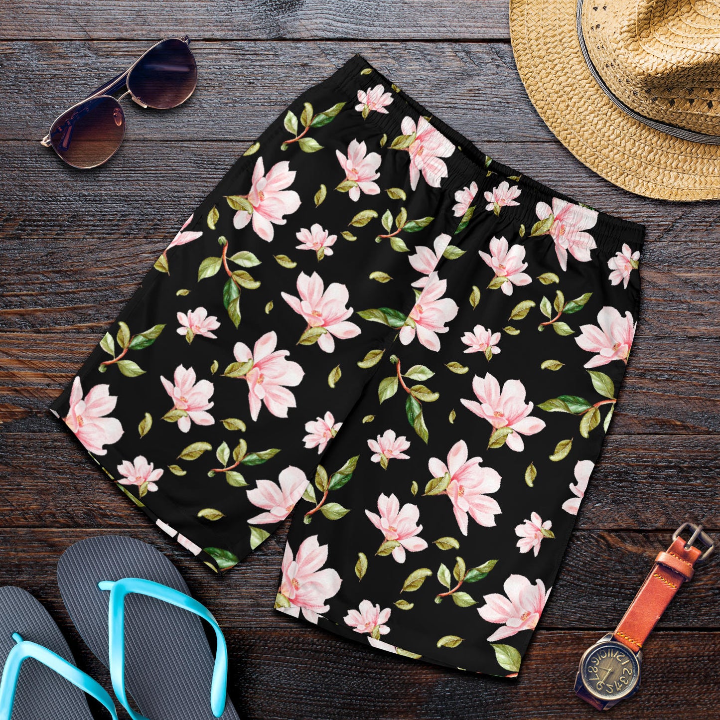 Magnolia Pattern Print Design MAG01 Mens Shorts