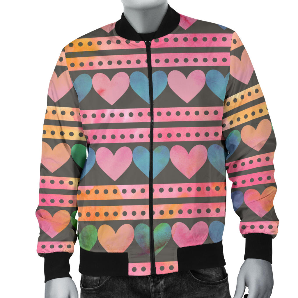 Heart Pattern Print Design HE010 Men Bomber Jacket