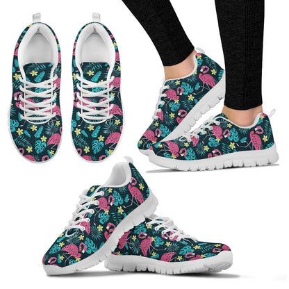 Flamingo Print Pattern Sneakers White Bottom Shoes