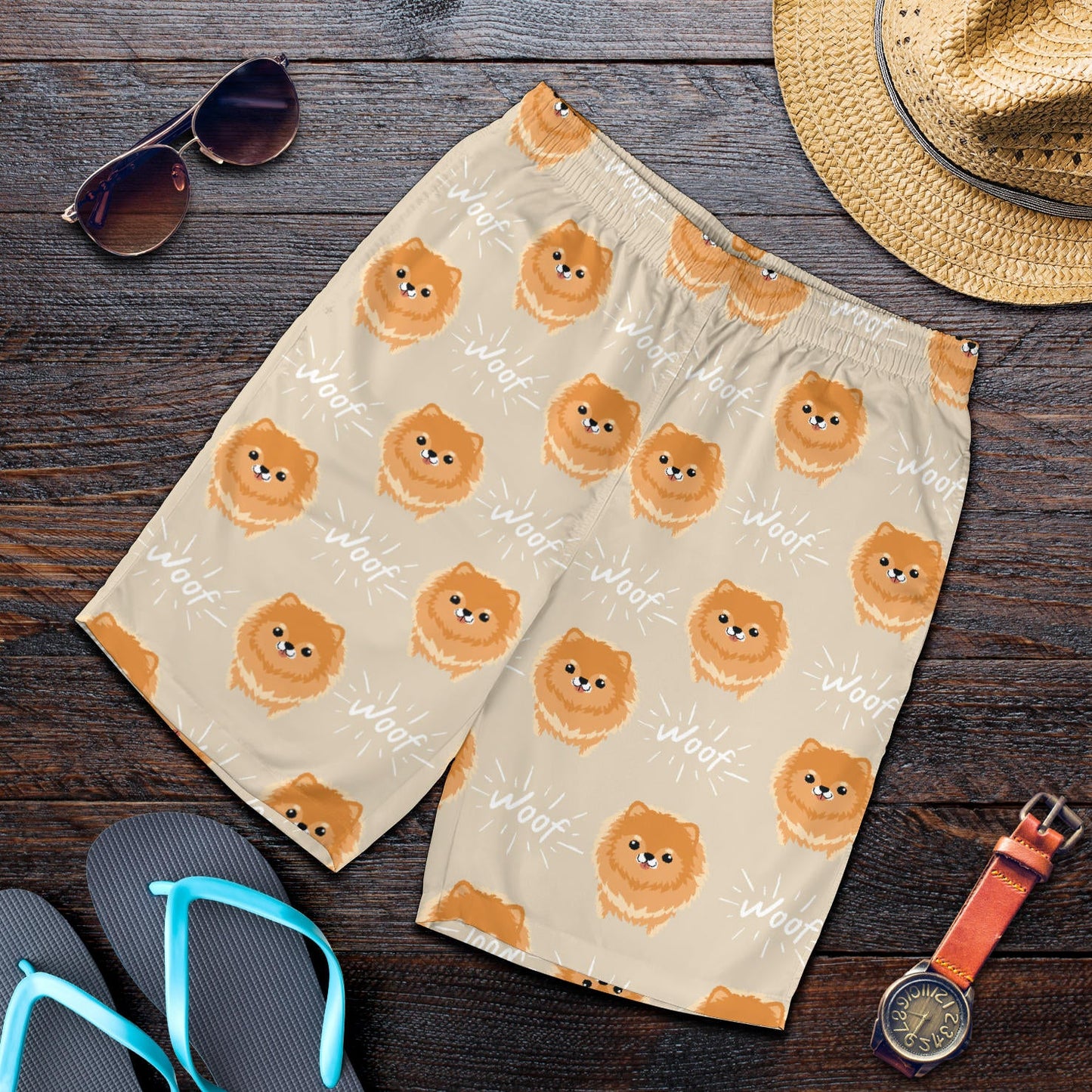 Pomeranians Pattern Print Design A04 Mens Shorts