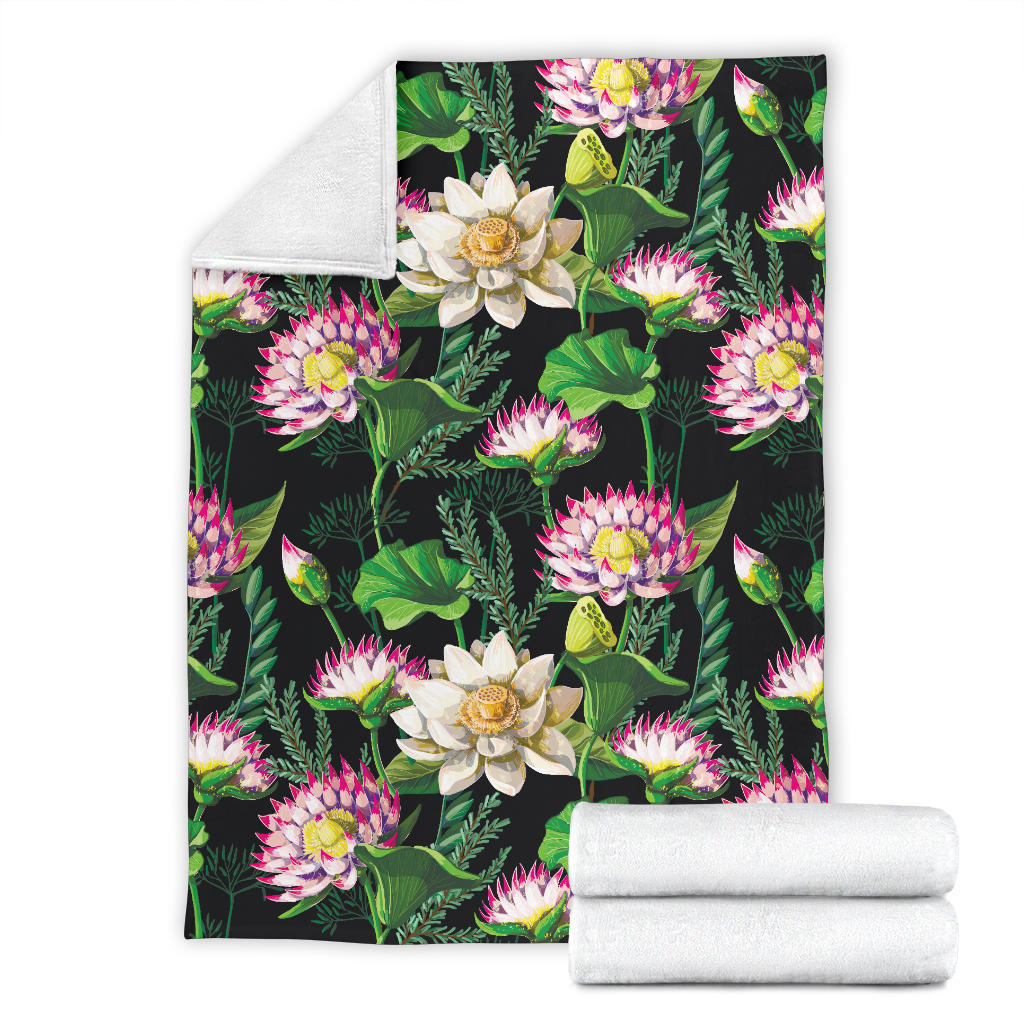 Water Lily Pattern Print Design WL010 Fleece Blanket