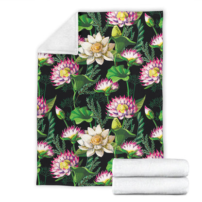 Water Lily Pattern Print Design WL010 Fleece Blanket