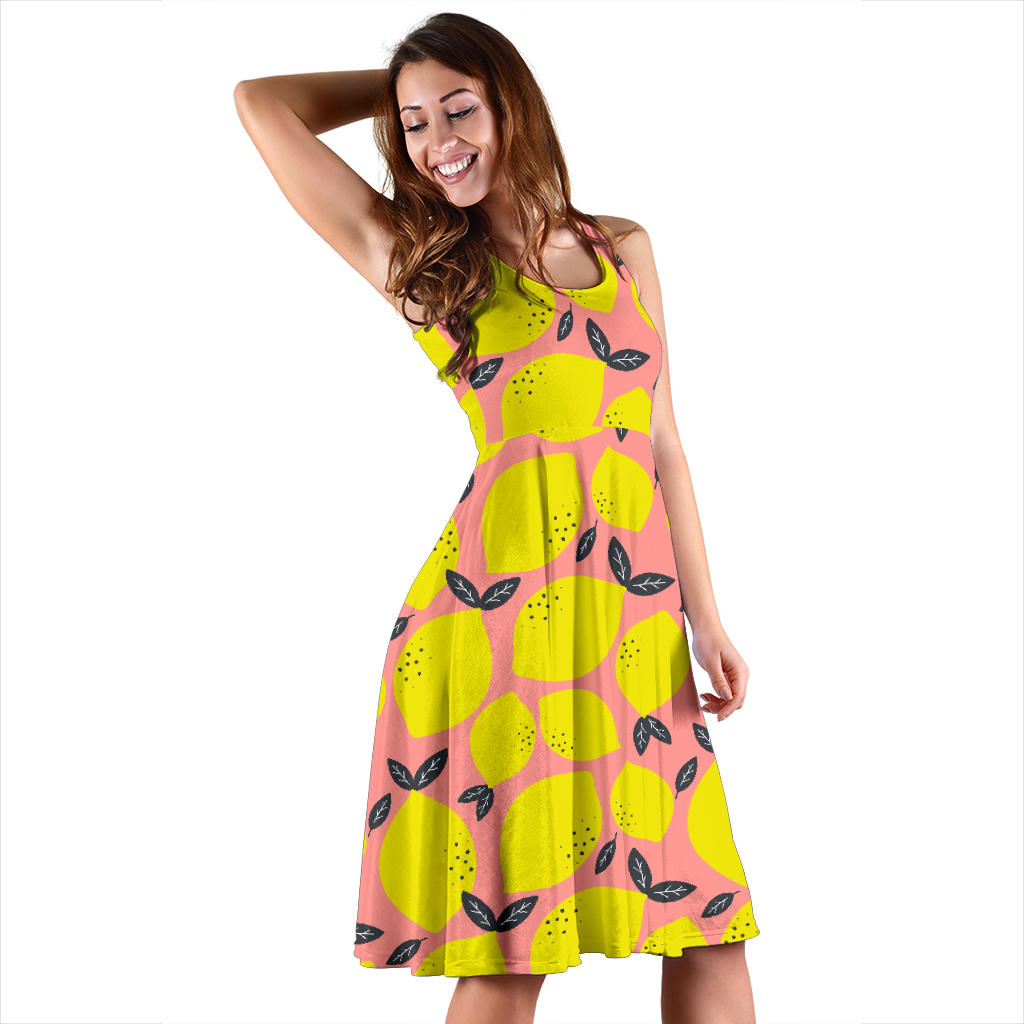 Lemon Pattern Print Design LM03 Midi Dress