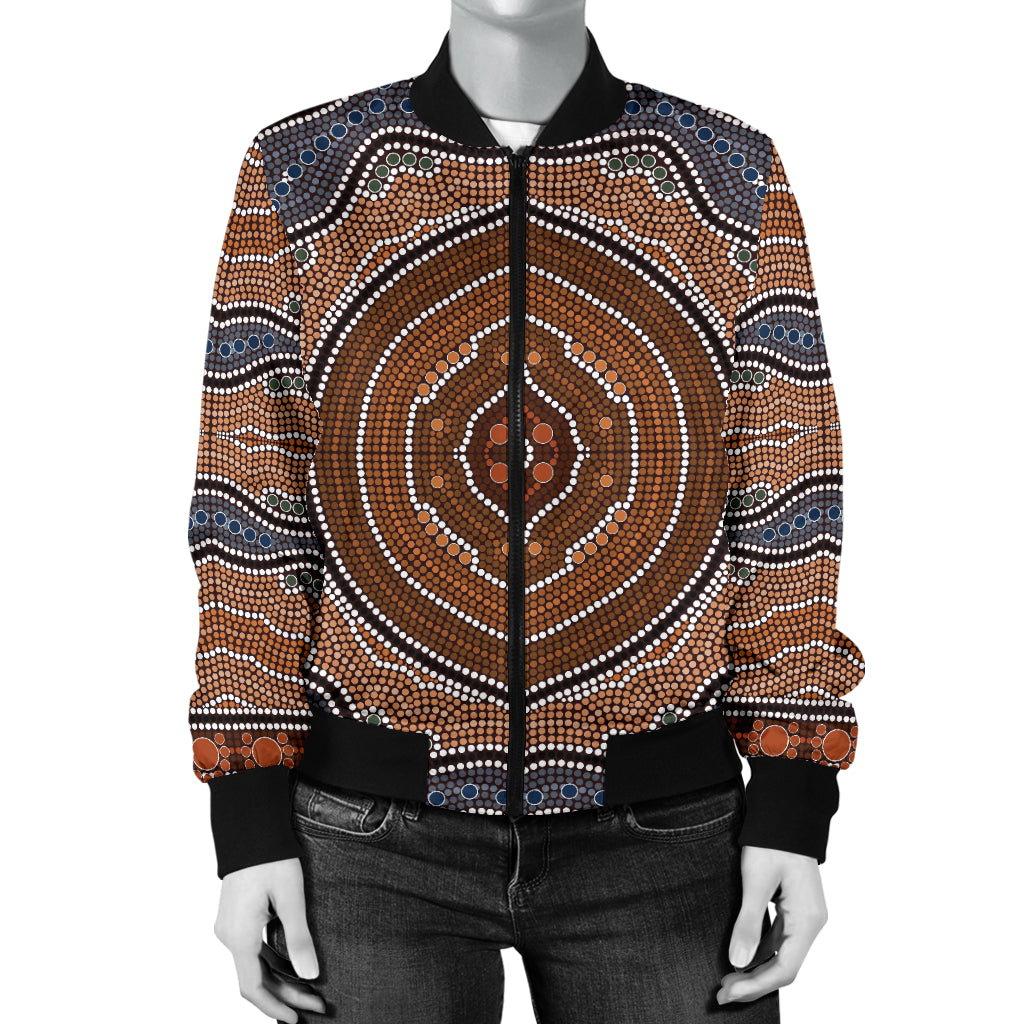 Aboriginal Pattern Print Design 01 Women's Bomber Jacket