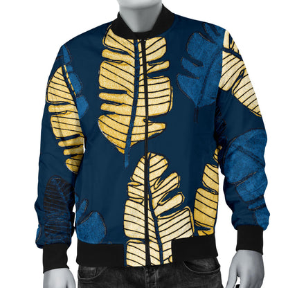 Banana Leaf Pattern Print Design BL09 Men Bomber Jacket