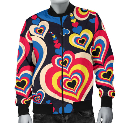 Heart Pattern Print Design HE08 Men Bomber Jacket