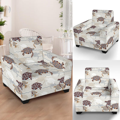 Sea Turtle Pattern Print Design T07 Armchair Slipcover