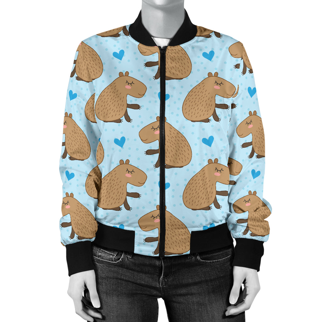 Capybara Pattern Print Design 01 Women's Bomber Jacket