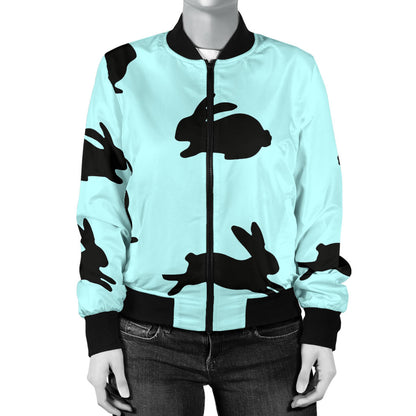 Rabbit Pattern Print Design RB010 Women Bomber Jacket