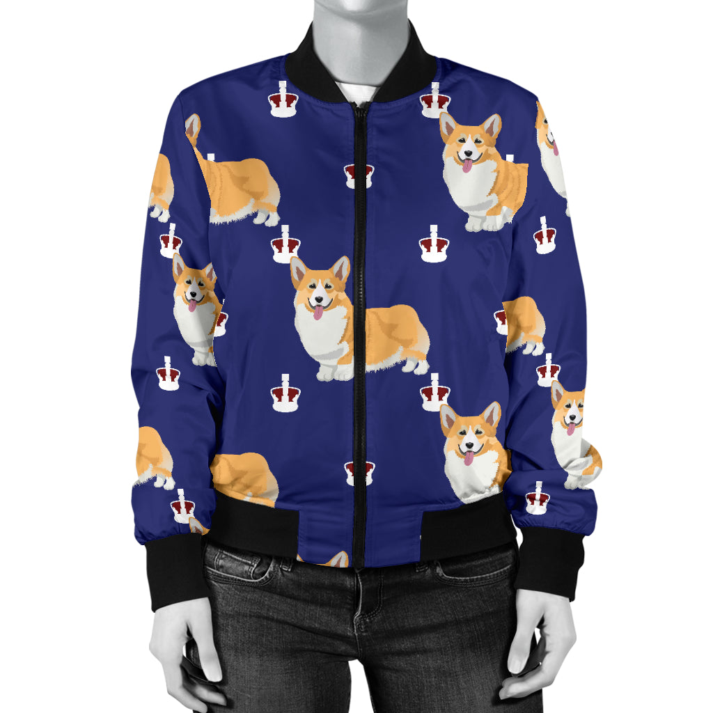 Pembroke Welsh Corgis Pattern Print Design A07 Women's Bomber Jacket