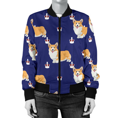 Pembroke Welsh Corgis Pattern Print Design A07 Women's Bomber Jacket