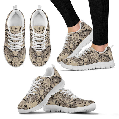 Indian Boho Wolf  Sneakers White Bottom Shoes