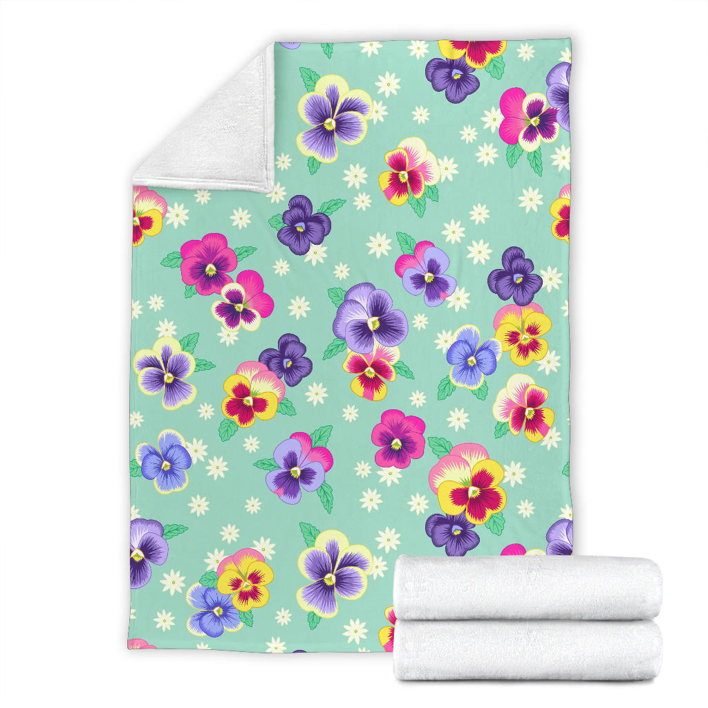 Pansy Pattern Print Design PS08 Fleece Blanket