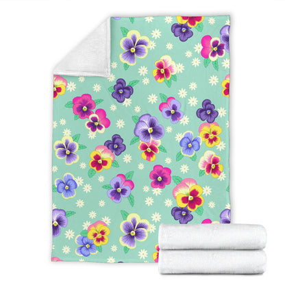 Pansy Pattern Print Design PS08 Fleece Blanket