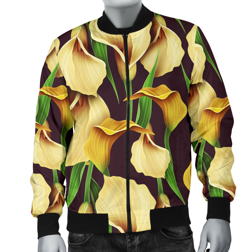 Lily Pattern Print Design LY013 Men Bomber Jacket