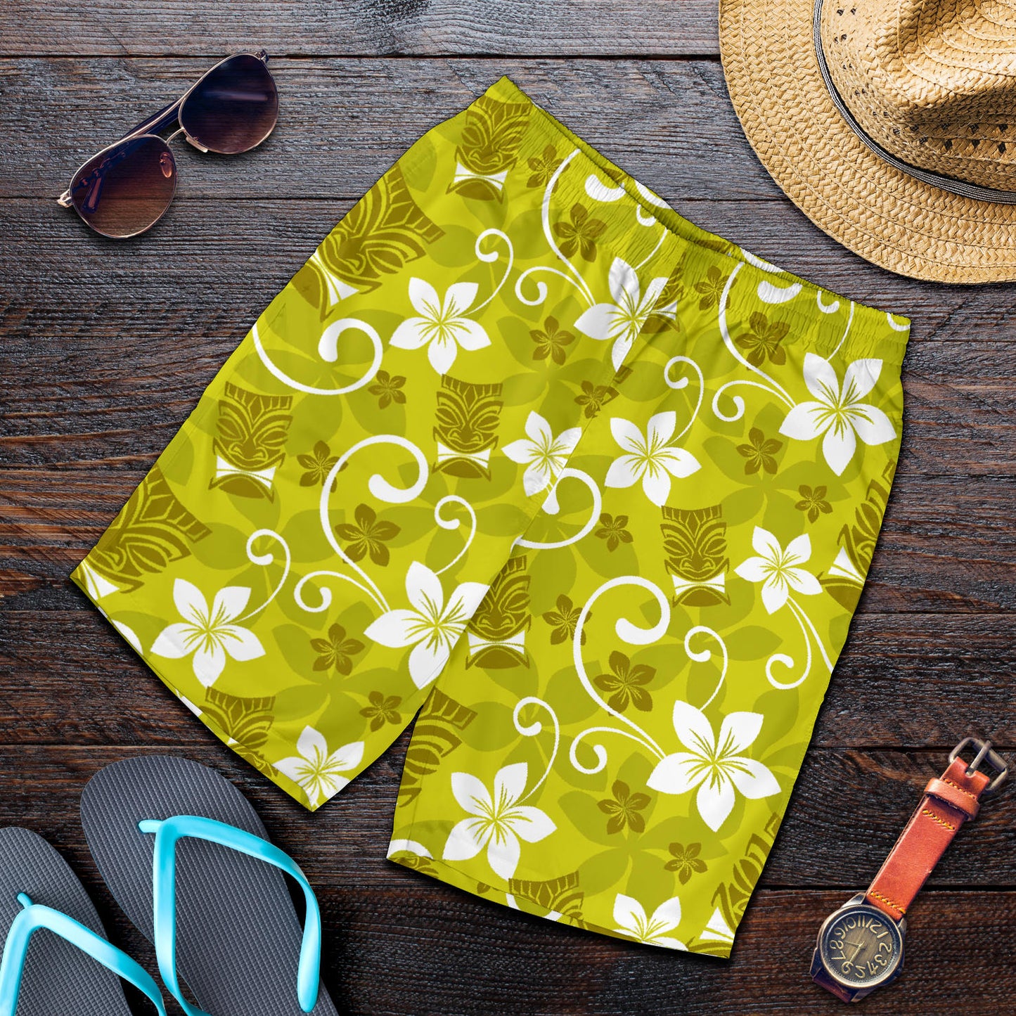 Hawaiian Themed Pattern Print Design H019 Mens Shorts