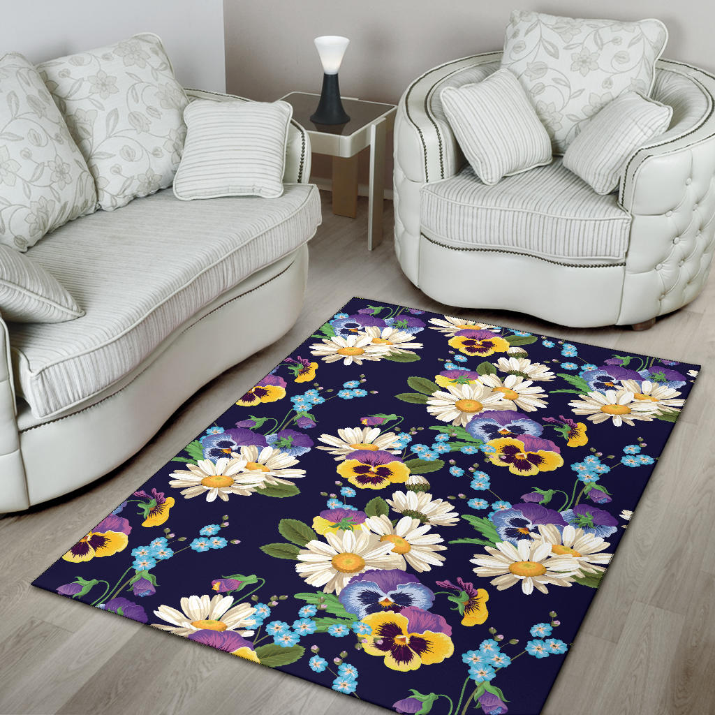 Pansy Pattern Print Design PS03 Area Rugs