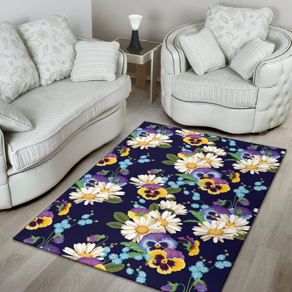 Pansy Pattern Print Design PS03 Area Rugs
