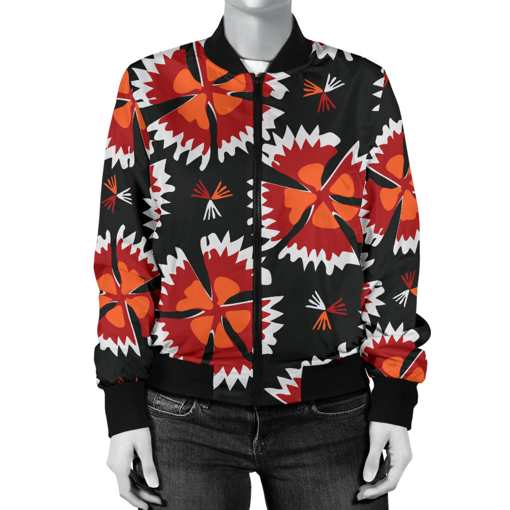 Carnations Pattern Print Design CN03 Women Bomber Jacket