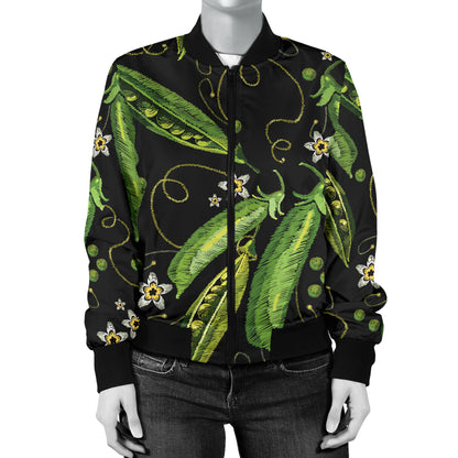 Peas Pattern Print Design A02 Women's Bomber Jacket