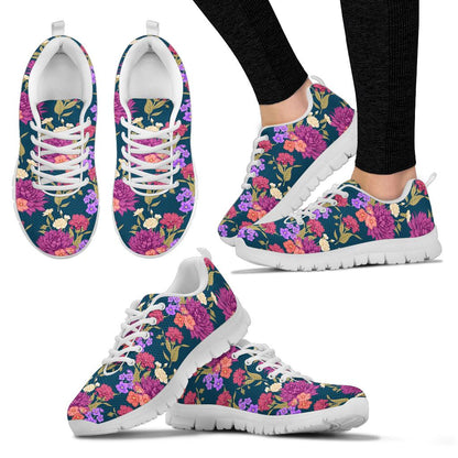 Dahlia Pattern Print Design DH01 Sneakers White Bottom Shoes