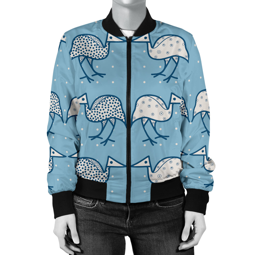 Emu Pattern Print Design 01 Women's Bomber Jacket