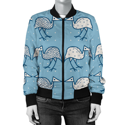Emu Pattern Print Design 01 Women's Bomber Jacket