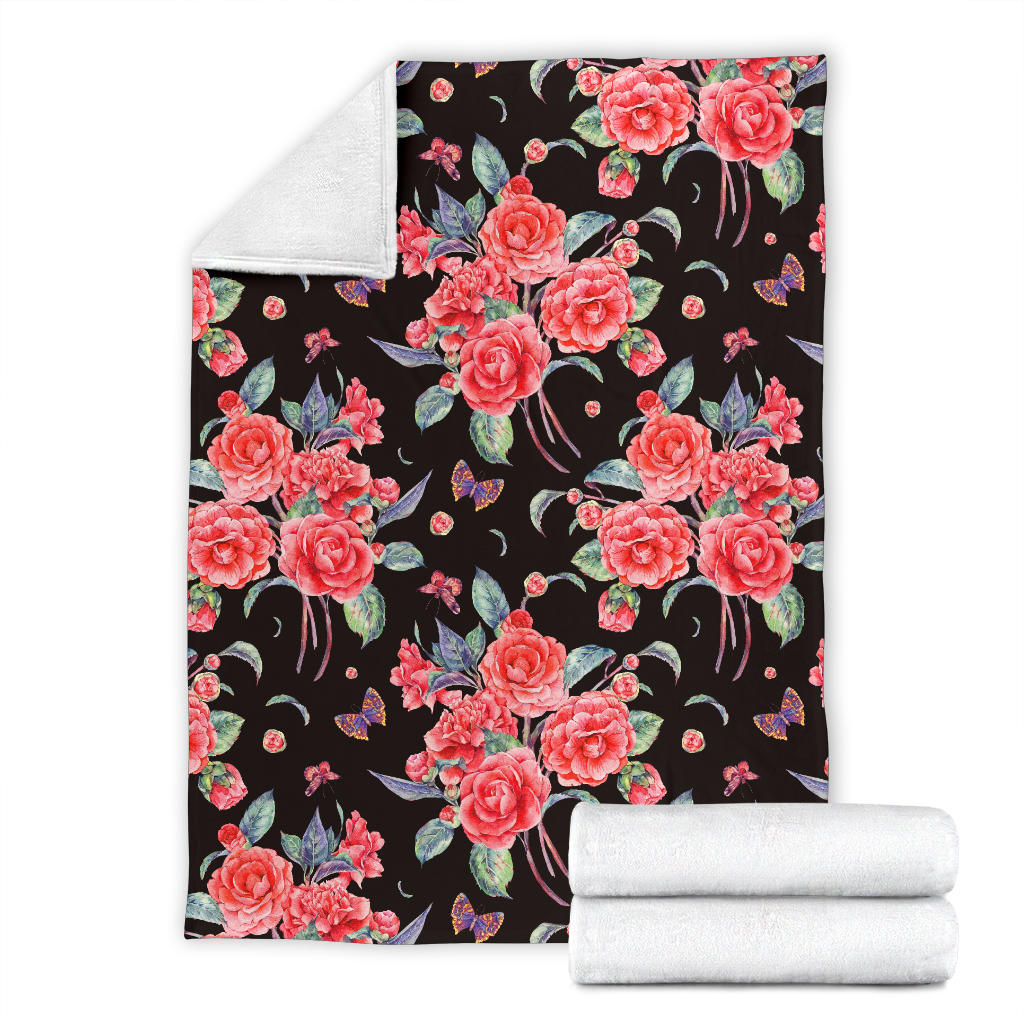 Camellia Pattern Print Design CM03 Fleece Blanket