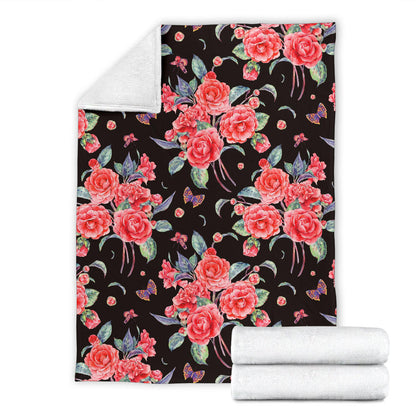 Camellia Pattern Print Design CM03 Fleece Blanket