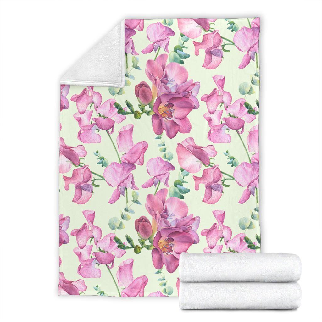 Peony Pattern Print Design PE011 Fleece Blanket