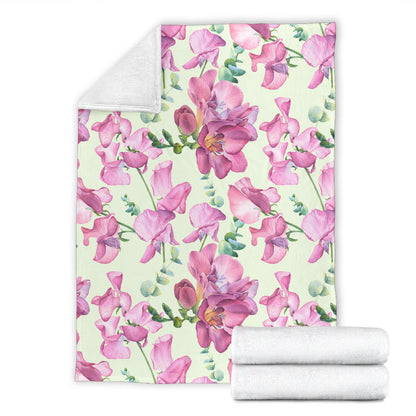 Peony Pattern Print Design PE011 Fleece Blanket