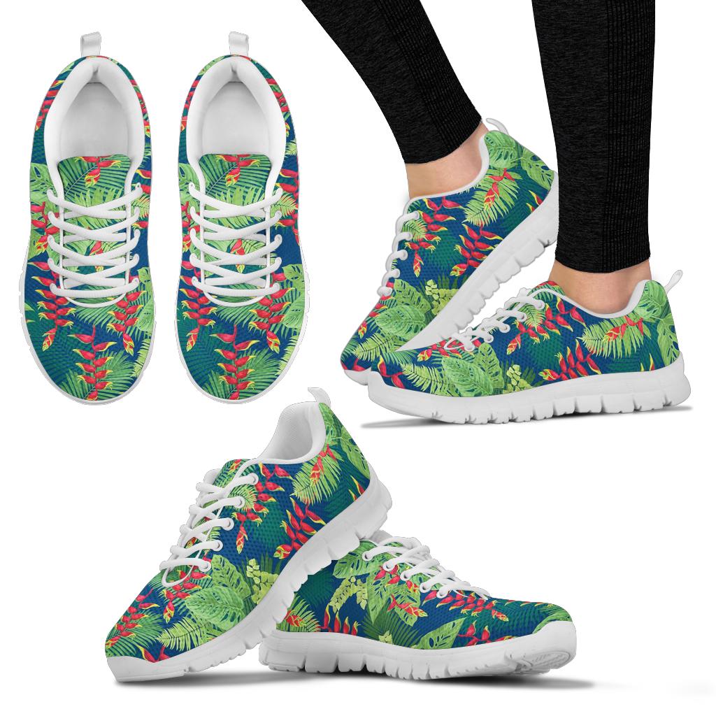 Heliconia Pattern Print Design HL08 Sneakers White Bottom Shoes