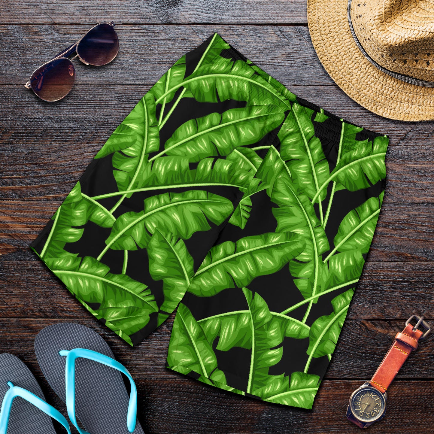 Banana Leaf Pattern Print Design BL01 Mens Shorts