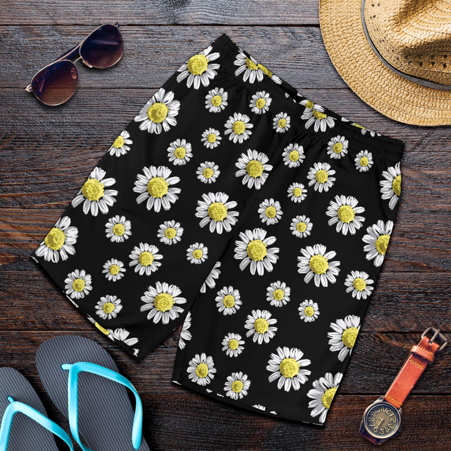 Daisy Pattern Print Design DS01 Mens Shorts